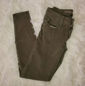 Olive green AE jeggings
